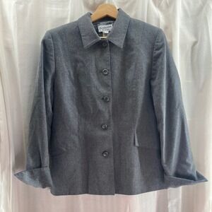 Pendleton Womens Gray Wool Blazer Jacket 12 Classic‎ Button Front Tailored Work